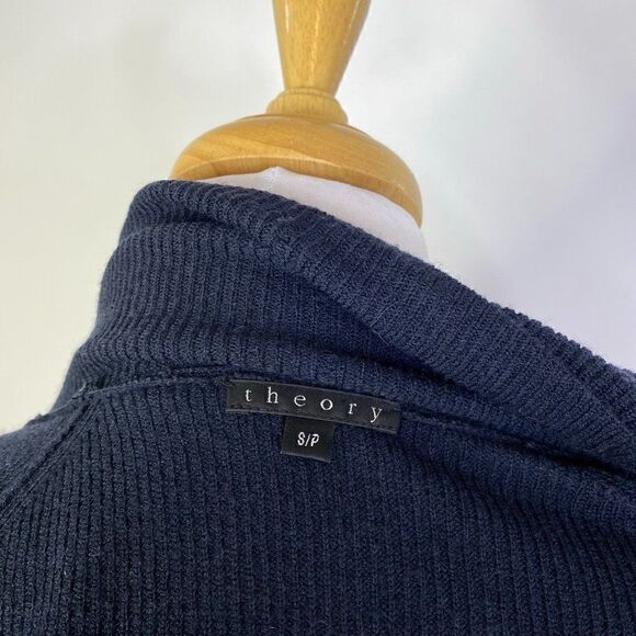 Theory Navy Blue Shanda New Steady Wool Blend Open Cardigan - Picture 5 of 7